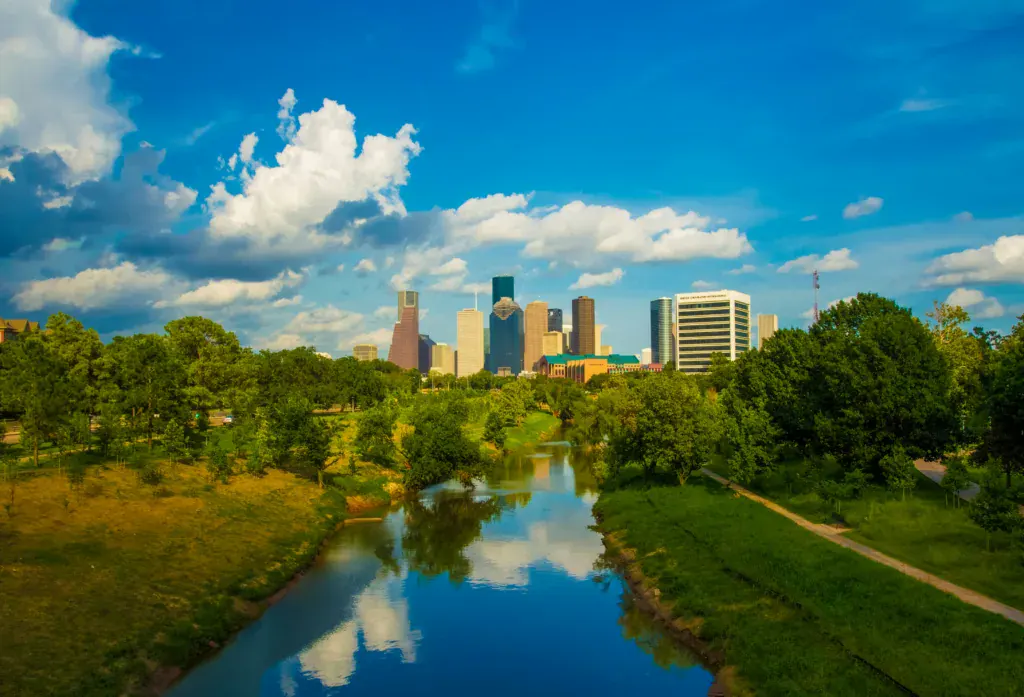 Downtown Houston skyline - The Redemption Law serves injury victims across Texas from its Houston office