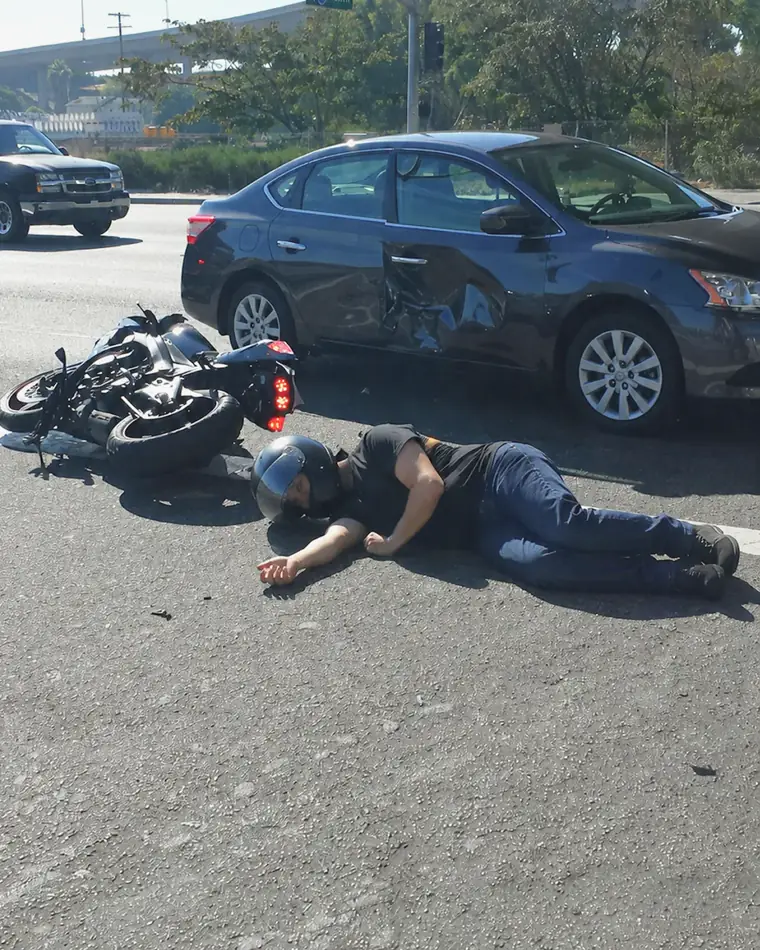 Motorcycle accident scene